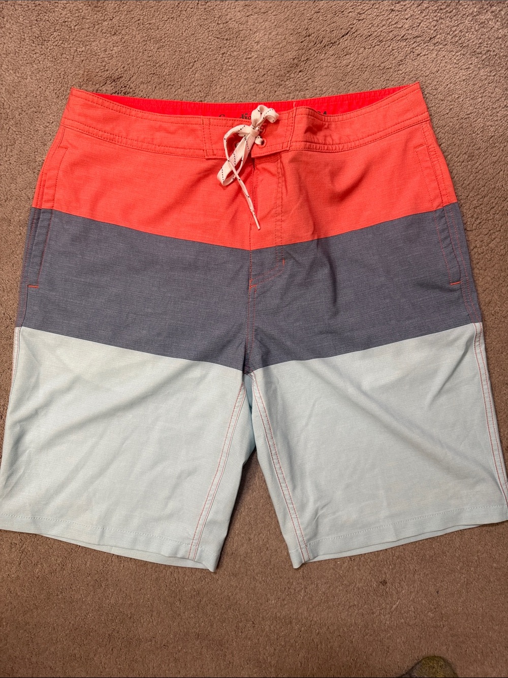 Goodfellow & Co Coral, Navy & Light Blue Colorblock Swim Shorts 34w